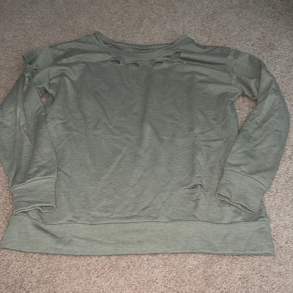 Mossimo army green sweatshirt with holes